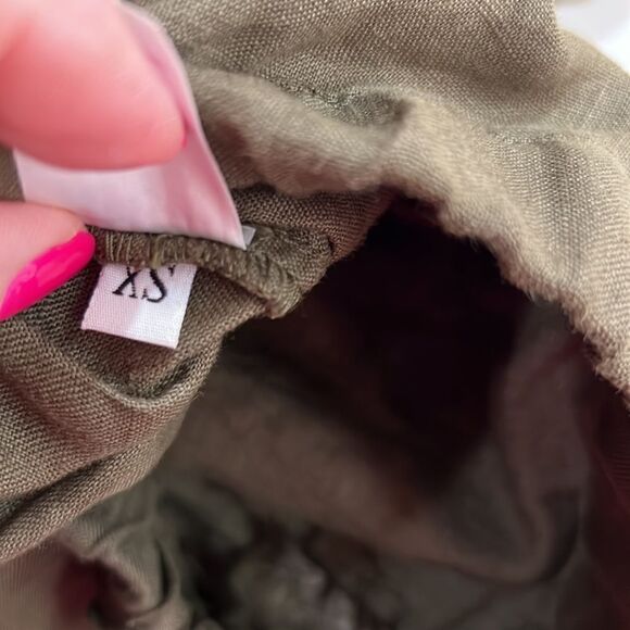 Mila Olive Green linen pull on pants size XS NWOT - Picture 13 of 13